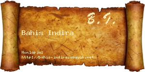 Bahis Indira névjegykártya